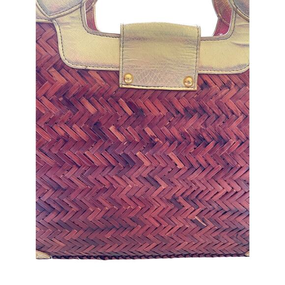 Lilly Pulitzer Woven Straw Tote Bag with Gold Trim - Picture 8 of 12
